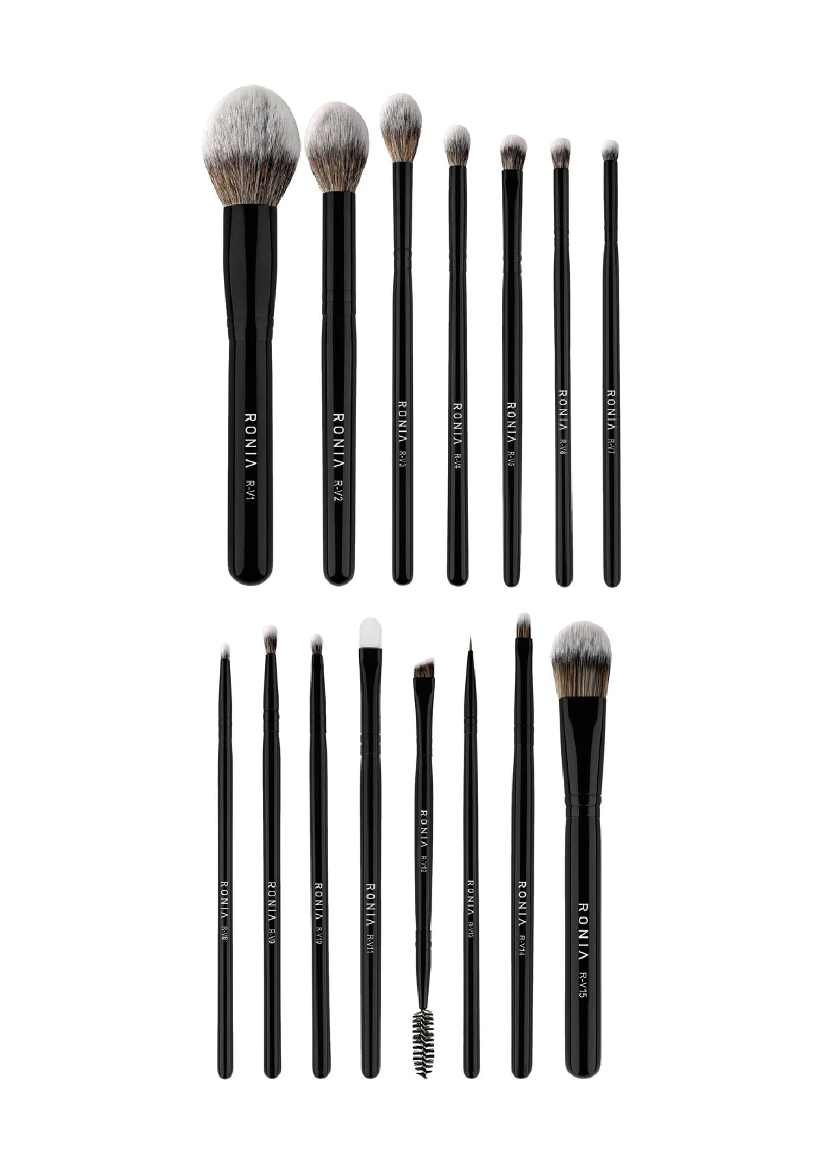 All Vegan collection, of 15 high-quality makeup brushes