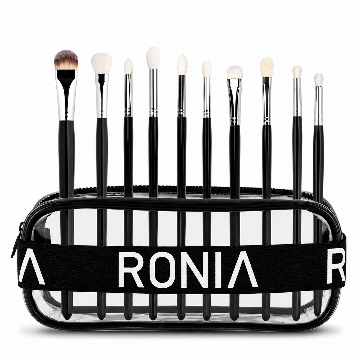 BLEND AWAY 10-piece brush set, with zip lock bag.