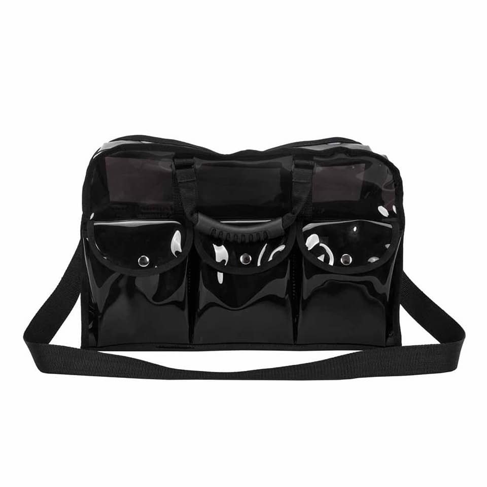 PVC WATERPROOF PORTABLE BLACK COSMETIC BAG